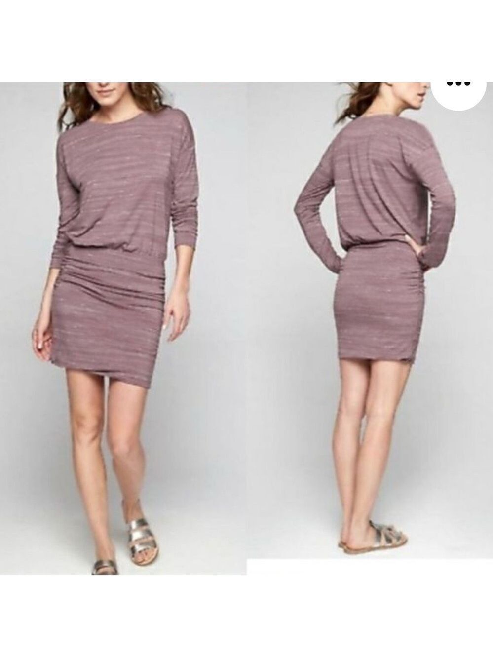 Athleta Beyond Soft Avenues Ruched Blouson T‎ Shirt Mini Dress Purple SZ S
